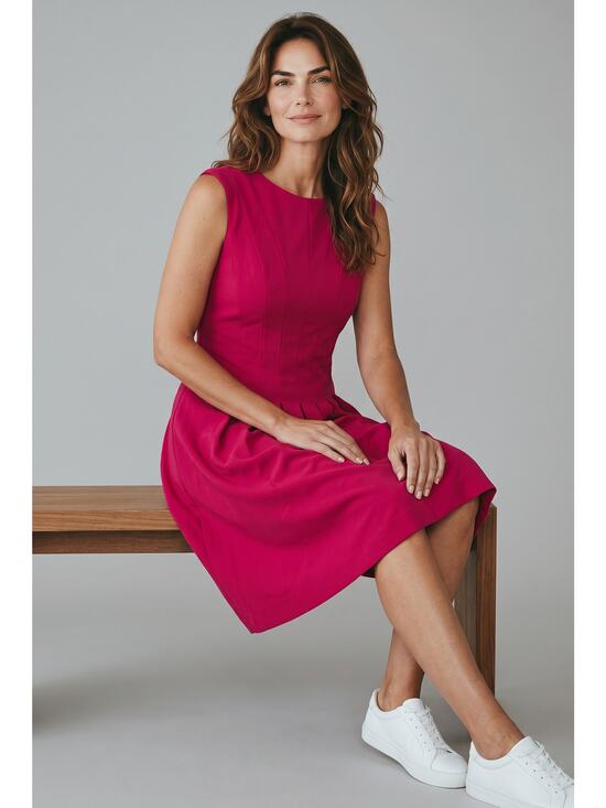 Lauren Ralph Lauren Dresses & Skirts - Lauren Ralph Lauren A-Line Dress Womens 6 Hot Pink Stretch Pleated Wide Strap
